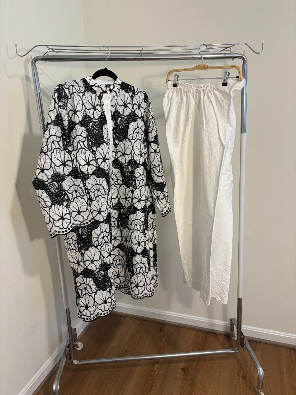 Black and white cotton chikankari Pakistani Co-ord set